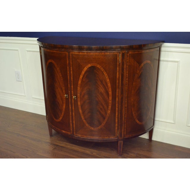 Brown Hepplewhite Style Mahogany Demilune Cabinet by Leighton Hall For Sale - Image 8 of 12