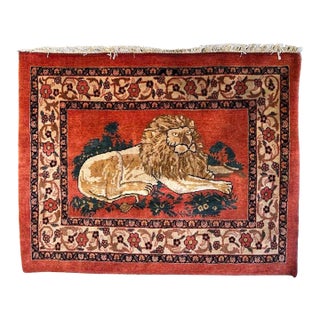 Vintage Malayer Rug 3’ X 4’ | Handmade Azeri Lion Rug For Sale
