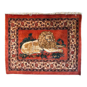 Vintage Malayer Rug 3’ X 4’ | Handmade Azeri Lion Rug