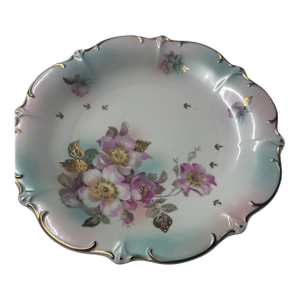 1950s Vintage Hand-Painted Bavaria Floral Plate with Gold Trim