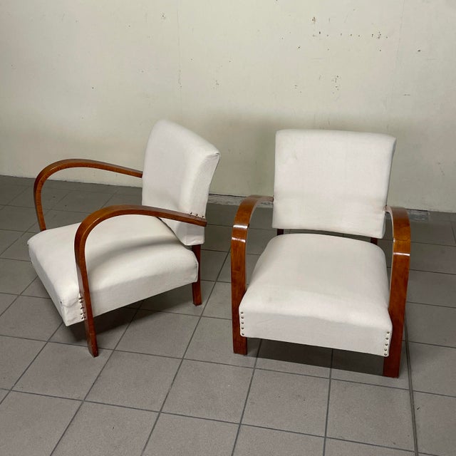 Art Deco Italian Armchairs in Curved Wood, 1930s, Set of 2 For Sale - Image 3 of 15