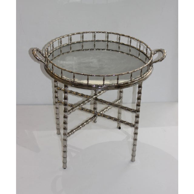 Maison Baguès Style Faux Bamboo Nickel-Plated Folding Tray Table For Sale - Image 11 of 11