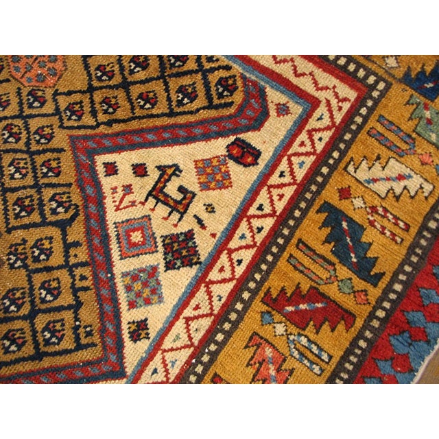 Tribal 1870s Multicolor Diamond Tribal Antique Caucasian Rug 3'8" X 7'9" Handknotted Wool Carpet For Sale - Image 3 of 5