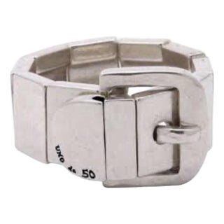 Uno De 50 Belt Buckle Bracelet Chunky Sterling Silver Plated Rare Retired For Sale