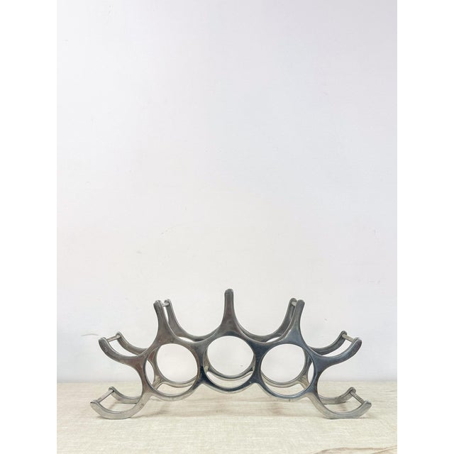 Showcase your wine collection with this vintage brutalist-style aluminum wine rack. Designed in a mid-century modern...
