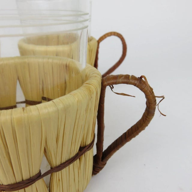 Vintage Jena Glass Tea Cups in Rattan by Schott Mainz, 1960s, Set of 6 For Sale - Image 3 of 8