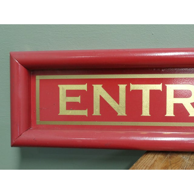 Hand-Painted Red and Gold Leaf Entrance Sign, 1960s For Sale - Image 6 of 7