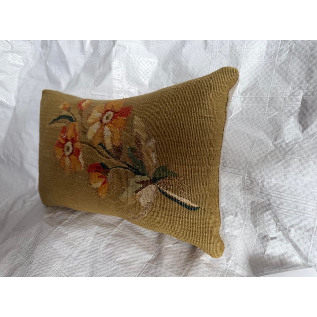 French 19th Century Aubusson Floral Decorative Pillow For Sale - Image 3 of 7