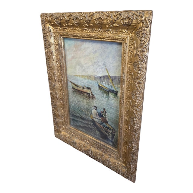 1920s De Risi, Seascape with Fishermen ,Early 1900s, Oil on Canvas, Framed For Sale - Image 5 of 18