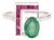 Carat&her L Shape Sterling Silver Ring With Ruby & Emerald Wedding Gift for Her - Size 7 For Sale