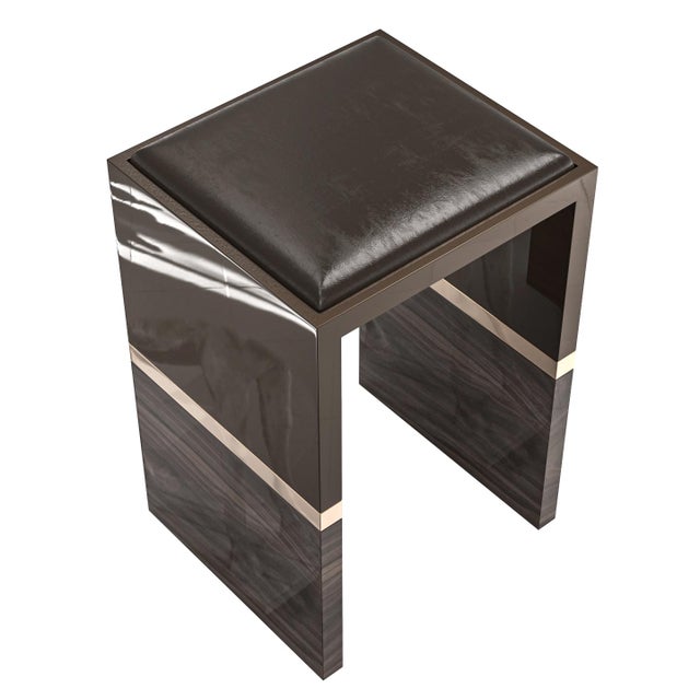 "Galeone" Bar Stool with Stainless Steel, Walnut and Bronze Details Bizimyer Furniture. Unmatched. Unrivalled. Designed by...