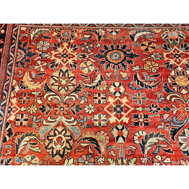 Vintage Oversized Persian Mahal Sultanabad Rug, Hand-Knotted Wool, Geometric Pattern, 12x15, Red & Navy For Sale - Image 17 of 18