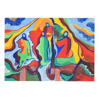 Heinrich Schlief, Heinrich Schlief, Aquarell & Gouache "Verzückung (nach Wilhelm Morgner)", um 1950-60, Gouache & Pencil & Vellum & Watercolor For Sale