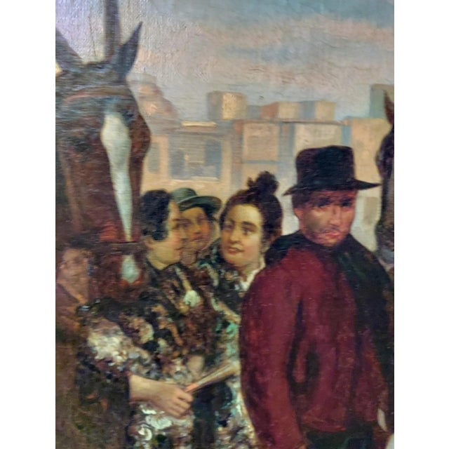 Brown 19th Century E. Velier Oil Painting on Canvas Spanish Matador Porcession For Sale - Image 8 of 12