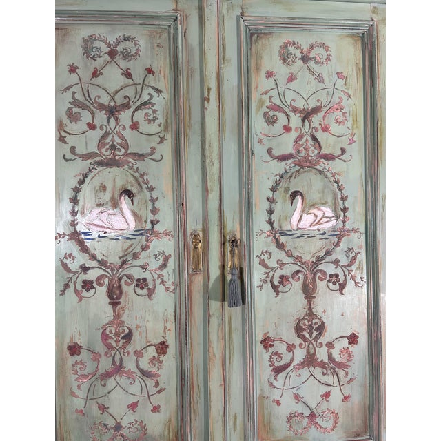 Blue Antique Painted Wardrobe with Versailles Style Panels, 1890s For Sale - Image 8 of 14