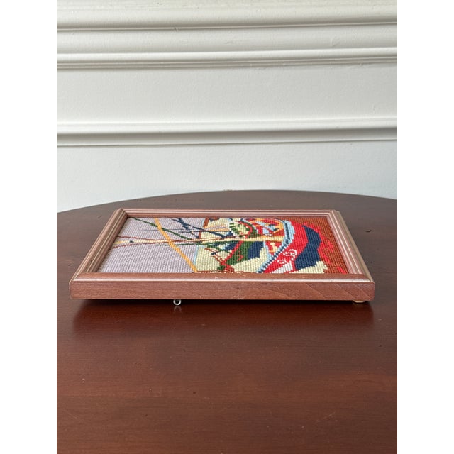 Vintage Framed Needlepoint Boats— A Pair For Sale - Image 14 of 18