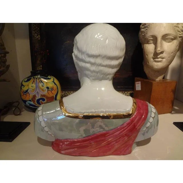 1940s 1940's Vintage Italian Glazed Ceramic Bust by Santa Maria For Sale - Image 5 of 10