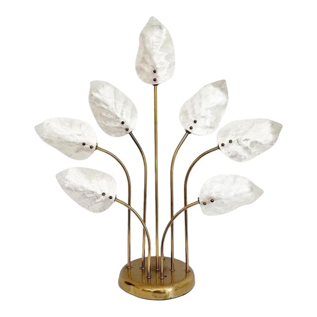 Mother of Pearl Lucite Leaves Lamp, C1970 For Sale