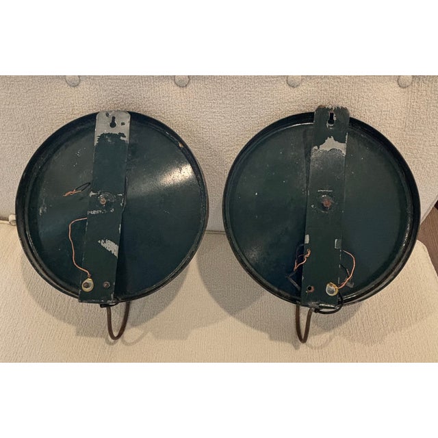 Antique Large Scale French Concave Mirrored Reflector Sconces - A Pair For Sale - Image 4 of 18