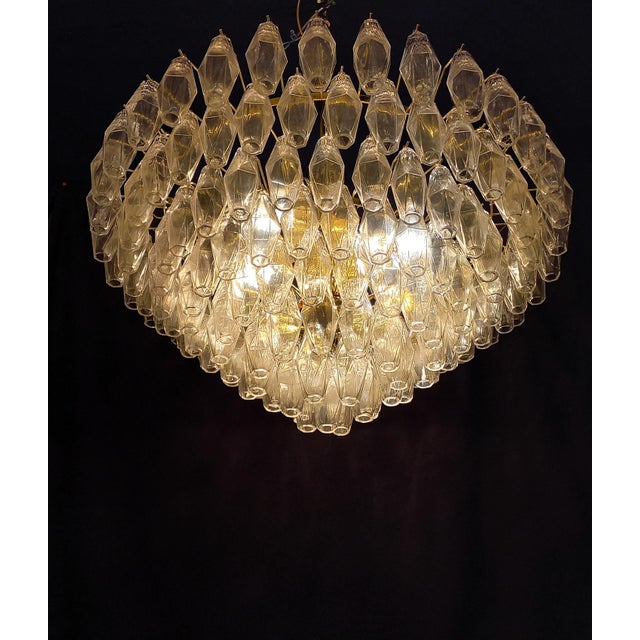 Gold Handmade Crystal Polyhedron Glass Chandelier, 1962 For Sale - Image 8 of 12