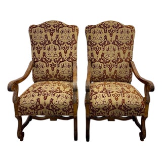 Century Furniture Amelia Arm Chairs, a Pair, French Throne Dining Chairs, Usa For Sale