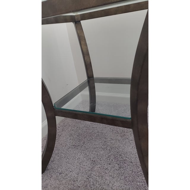 Metal 1980s Fortunoff Glass & Bronze End Tables & Coffee Table, Atrributed For Sale - Image 7 of 11