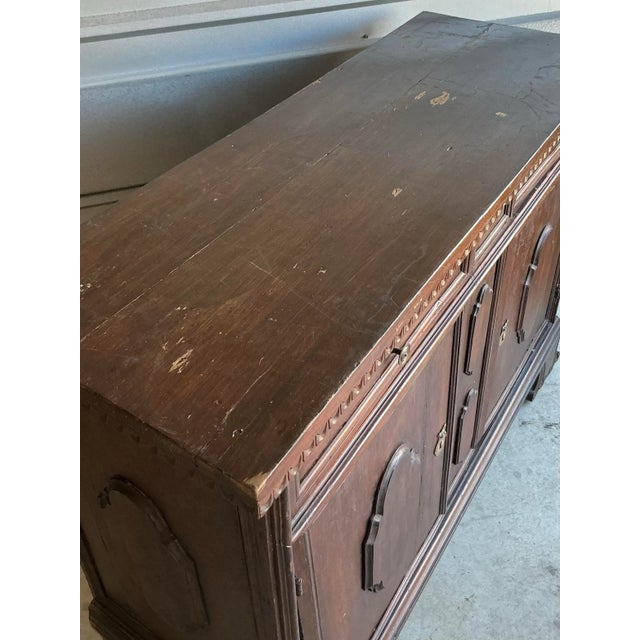 Rustic Vintage Boho 18 Century Tuscan Walnut Buffet For Sale - Image 3 of 11