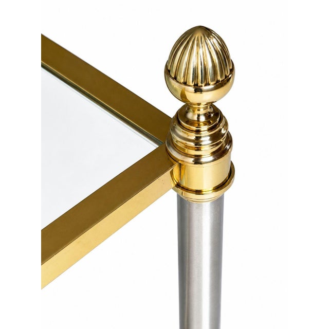Metal Mid-Century Maison Jansen Brass and Brushed Chrome Two-Tier Coffee Table, France, Circa 1940 For Sale - Image 7 of 8