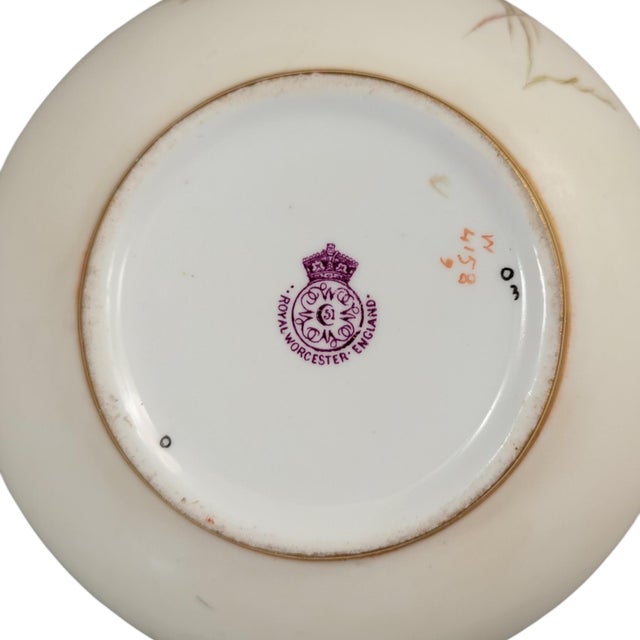 Ceramic Blush Ivory Tea Service with Teapot, Cup and Saucer from Royal Worcester, 1893-1894, Set of 3 For Sale - Image 7 of 15