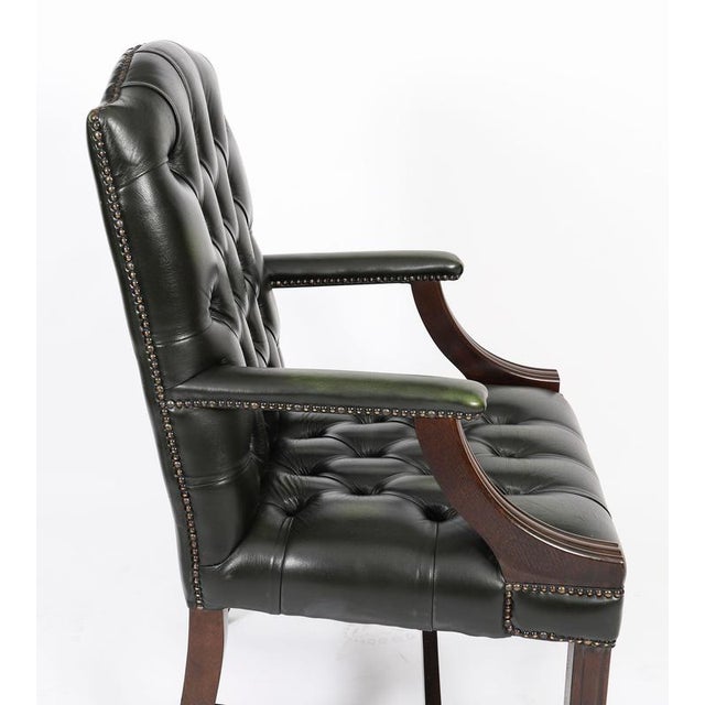 Vintage English Green Gainsborough Leather Desk Chairs, Set of 2 For Sale - Image 9 of 15
