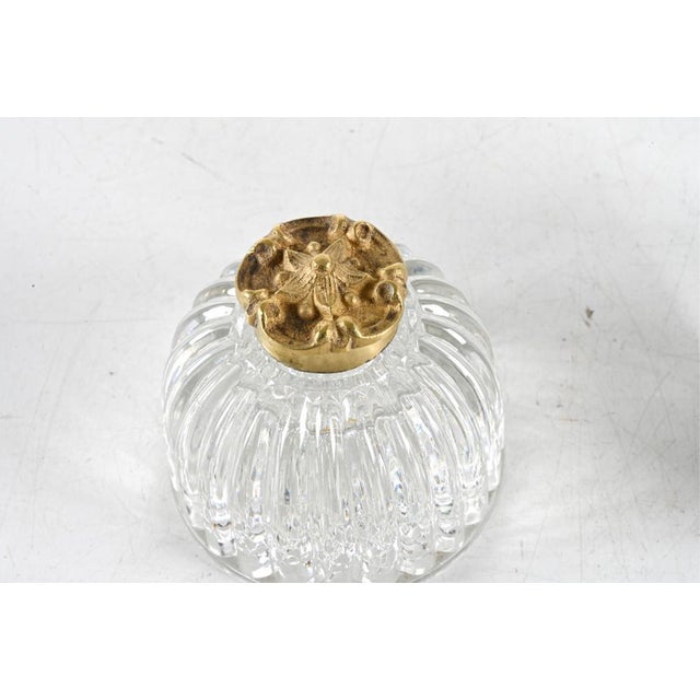 Rococo Antique Rococo Style Dome-Shaped Crystal and Brass Inkwell For Sale - Image 3 of 6