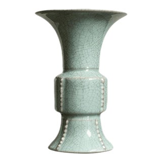 Chinese Ceramic Vase,Guan Ware Crackle Glaze Celadon Porcelain Huagu Vase For Sale