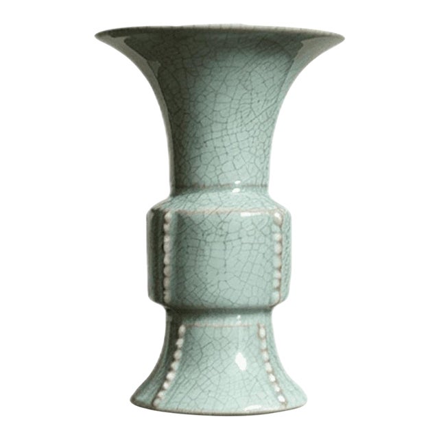 Chinese Ceramic Vase,Guan Ware Crackle Glaze Celadon Porcelain Huagu Vase For Sale