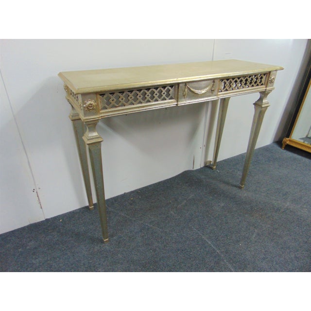 Italian Italian Florentine Silver Gilt Console Table For Sale - Image 3 of 9