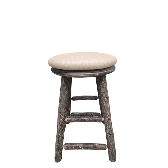 Mid 20th Century Vintage Adirondack Style Aspen Log Swivel Bar Stools - Pair For Sale - Image 5 of 10