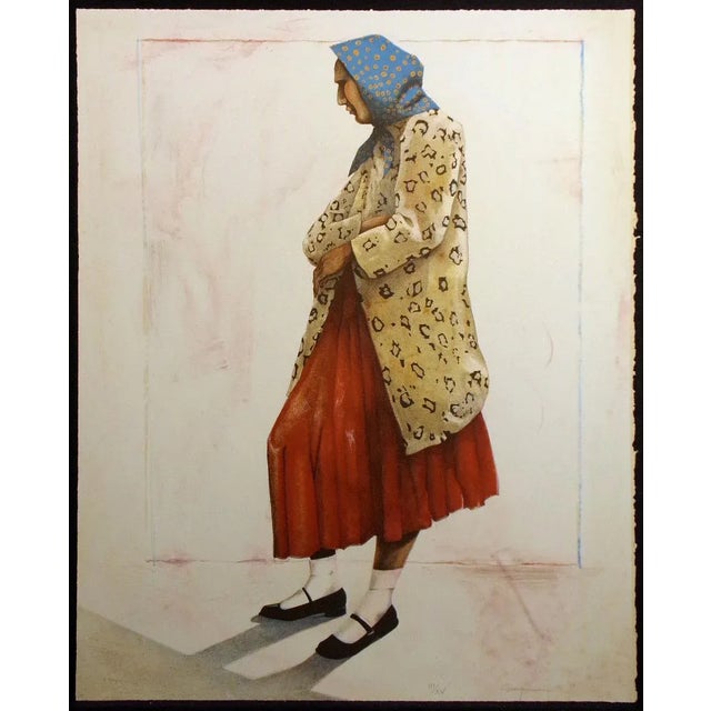 Contemporary Late 20th Century "Navajo Woman in Imitation Leopard" Portrait Lithograph by Ed Singer For Sale - Image 3 of 3