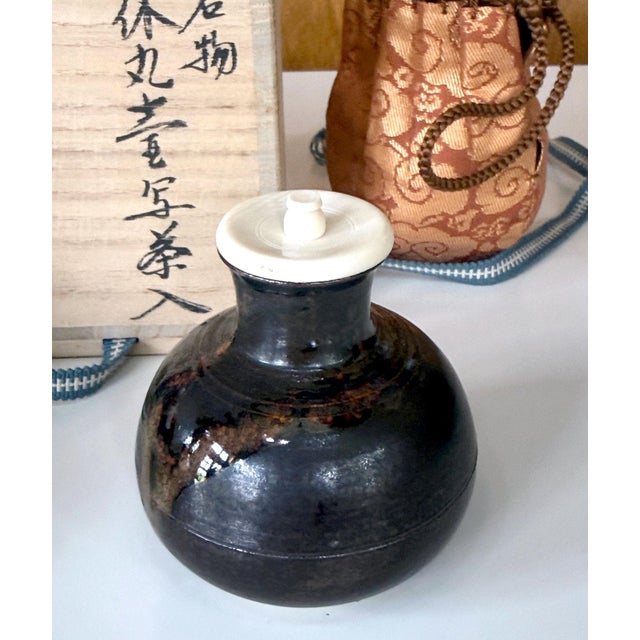 Art Deco Three Japanese Vintage Tea Caddies by Noted Potters with Shifuku and Tomobako For Sale - Image 3 of 15