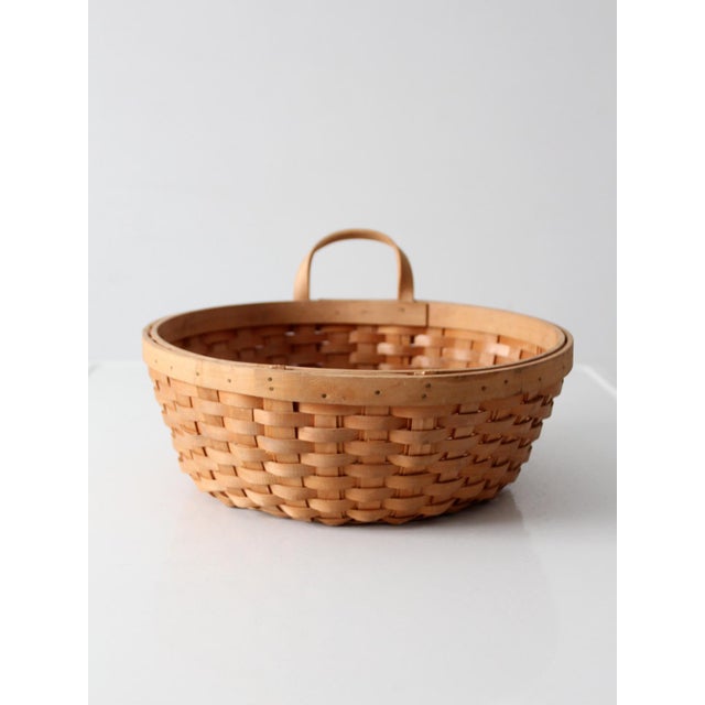 Vintage Handwoven Wood Splint Basket For Sale - Image 14 of 15