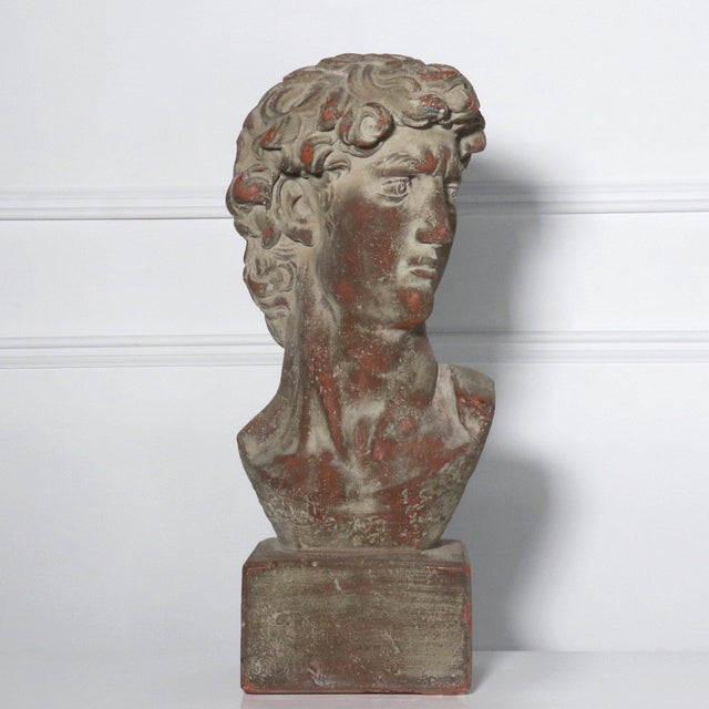 Mid 20th Century Mid Century Plaster Life-Size Bust of David Sculpture For Sale - Image 5 of 12