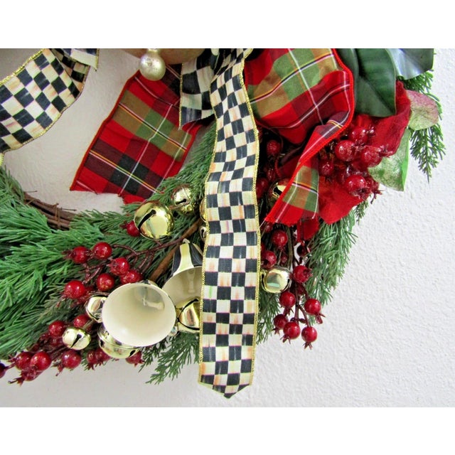 Mackenzie Childs MacKenzie-Childs Deck the Halls 24" Round Christmas Wreath For Sale - Image 4 of 11