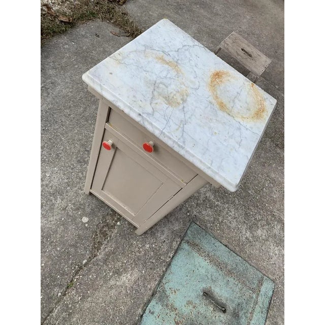 1950s Vintage German Marble Top Nightstand or End Table For Sale - Image 5 of 6