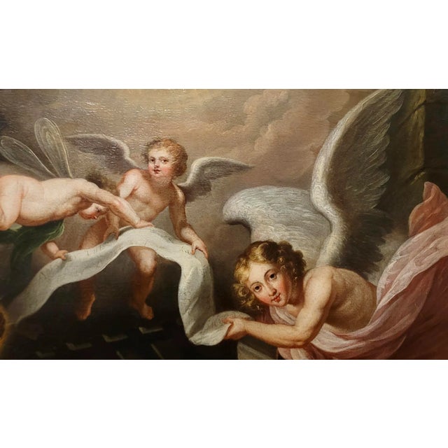 Blue 17th C. Italian Old Master -The Holly Family -Oil Painting For Sale - Image 8 of 12