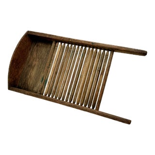 Unusual Antique 19th Century American Primitive Hand Made Chestnut Wood Washboard With Rotating Slats For Sale