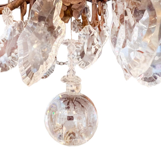 French Chandelier in Metal and Glass, 1920s For Sale - Image 6 of 9