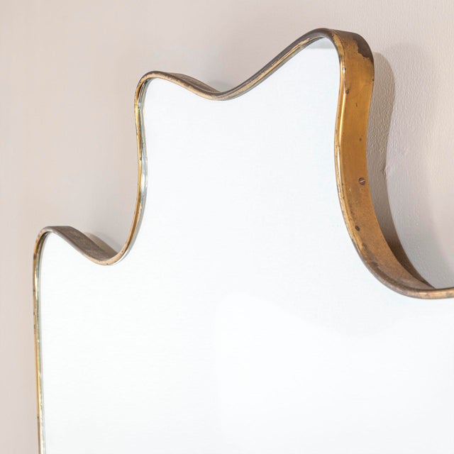Mid-Century Modern Mirror with Brass Frame attributed to Gio Ponti, 1950 For Sale - Image 3 of 6