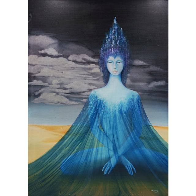 1970s Karin Hauke, Desert Goddess, 1976, Oil on Wood For Sale - Image 5 of 5