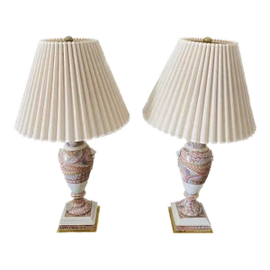 Frederick Cooper Porcelain and Brass Lamps-A Pair