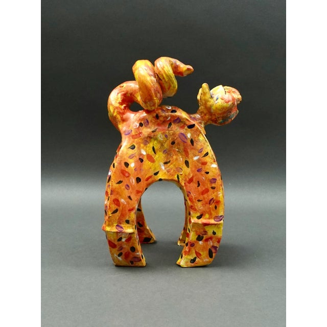 Mid 20th Century Mid 20th Century Whimsical Signed Studio Art Pottery Ceramic Cat Figurine Sculpture For Sale - Image 5 of 8