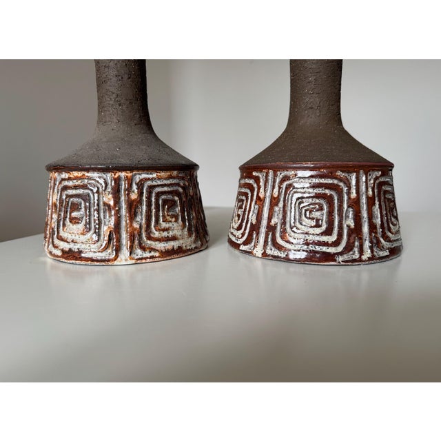Ceramic Vintage Stoneware Table Lamps by Jette Hellerøe for Axella, 1960s, Set of 2 For Sale - Image 7 of 10