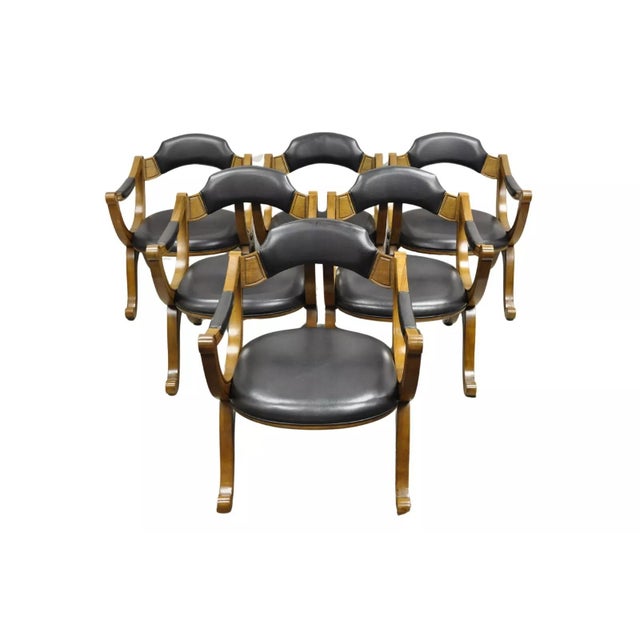 Mid 20th Century Vintage Drexel Esperanto Mid Century Spanish Style Curule Game Chairs - Set of 6 For Sale - Image 11 of 11